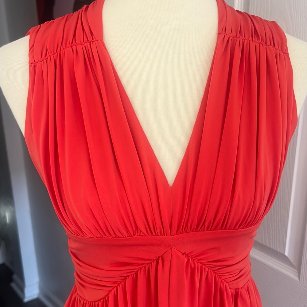 Boston Proper Orange-Red Ruched Dress - Picture 3 of 10
